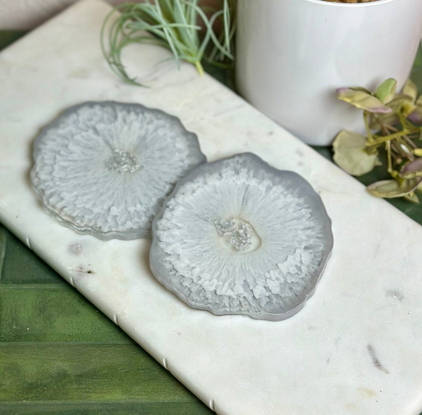Grey + Silver Coasters - Bragg About It Artistry