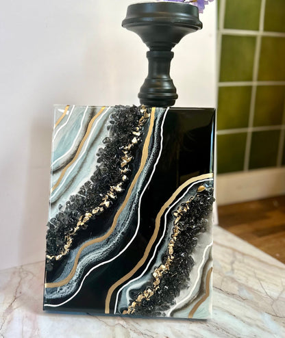 Black and Slate Blue Geode - Bragg About It Artistry