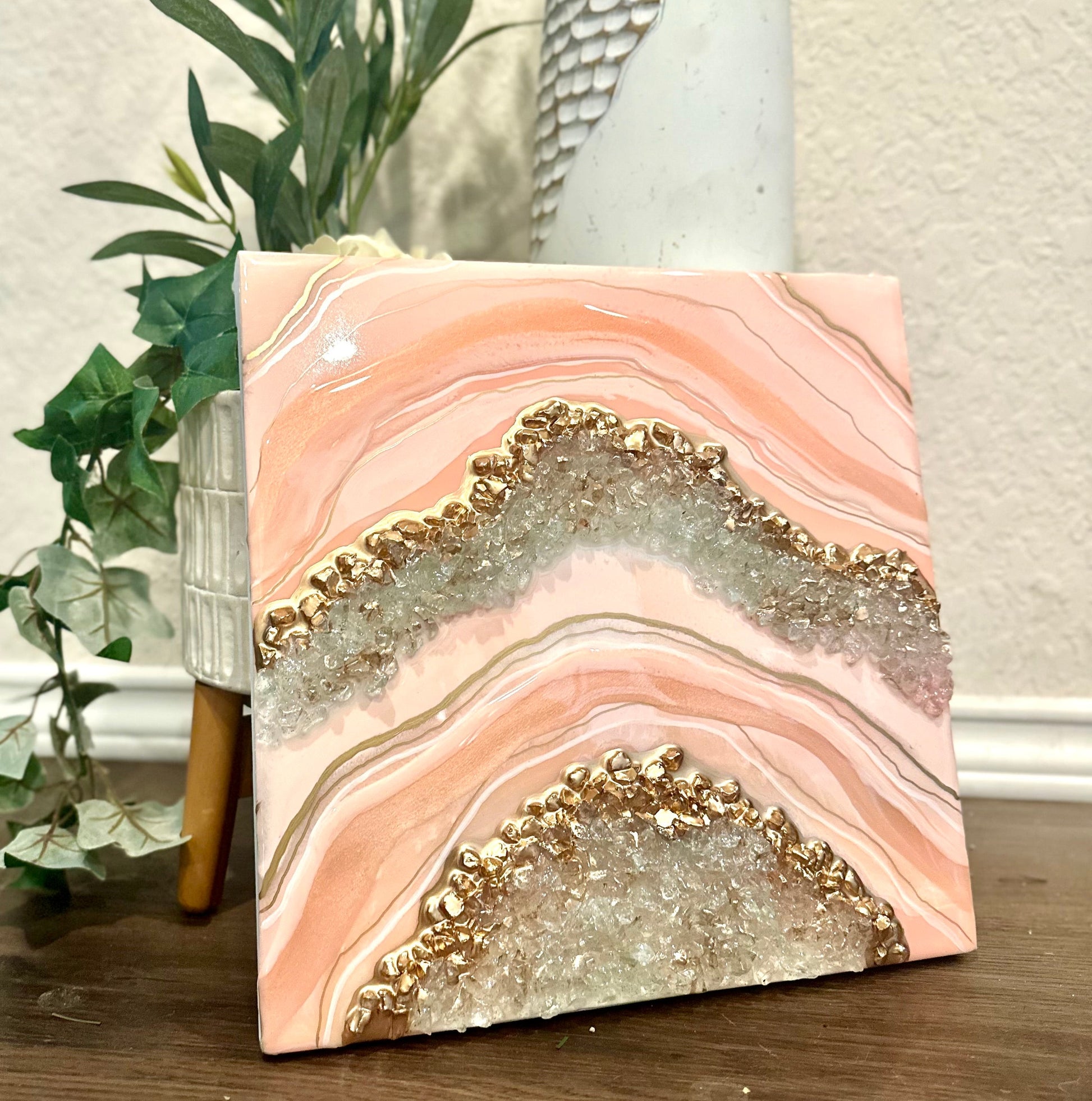 Pastel Pink Geode Art - Bragg About It Artistry