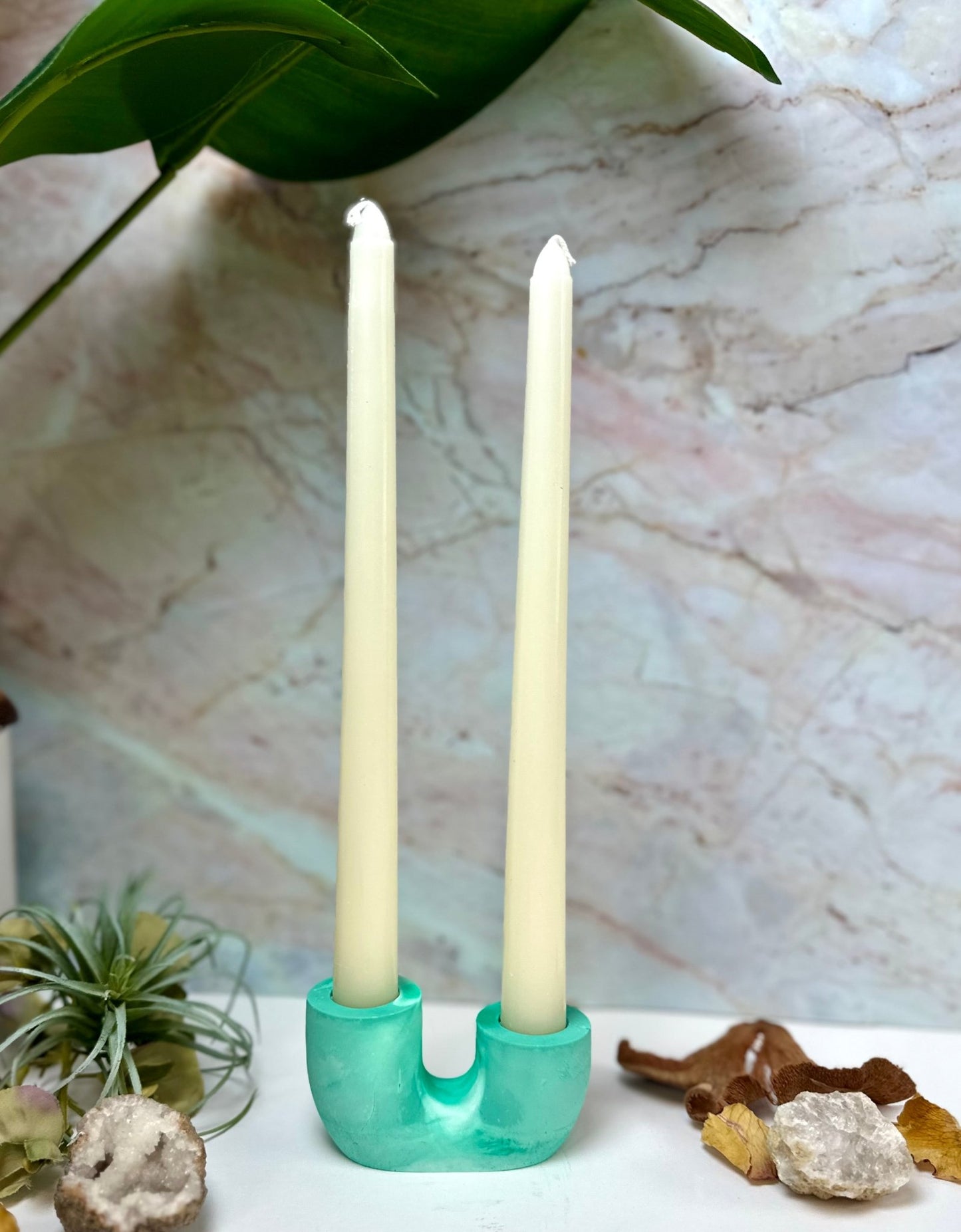 Teal Concrete Candle Holder - Bragg About It Artistry