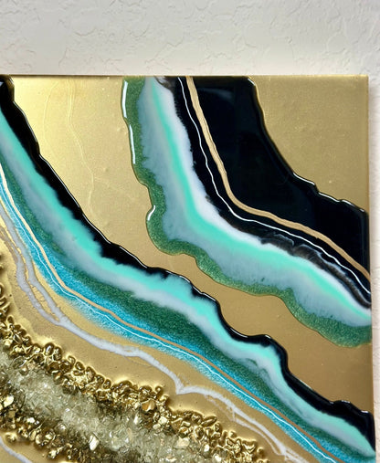 Geode in Teal + Black - Bragg About It Artistry