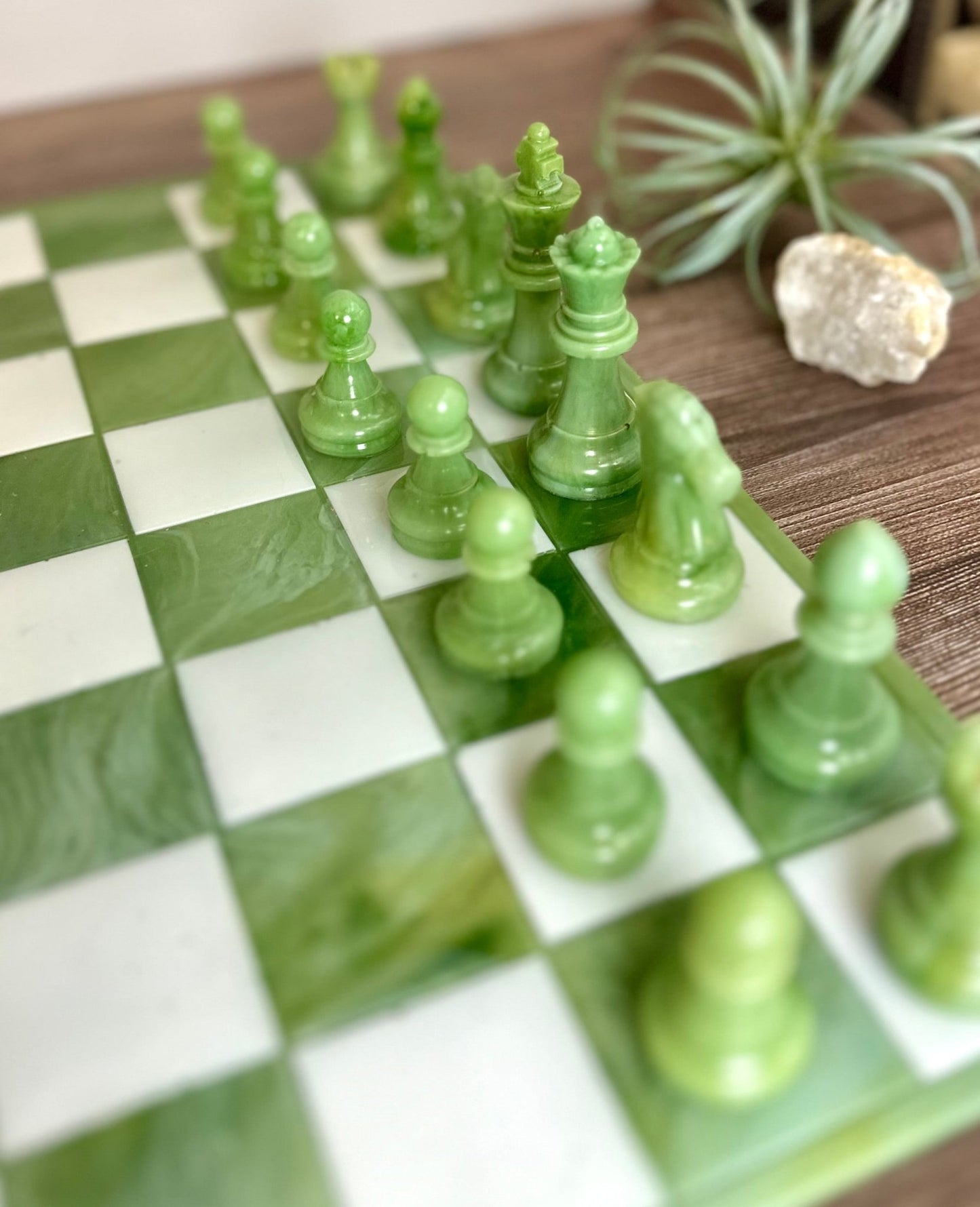 Green Marbled Chess Set - Bragg About It Artistry