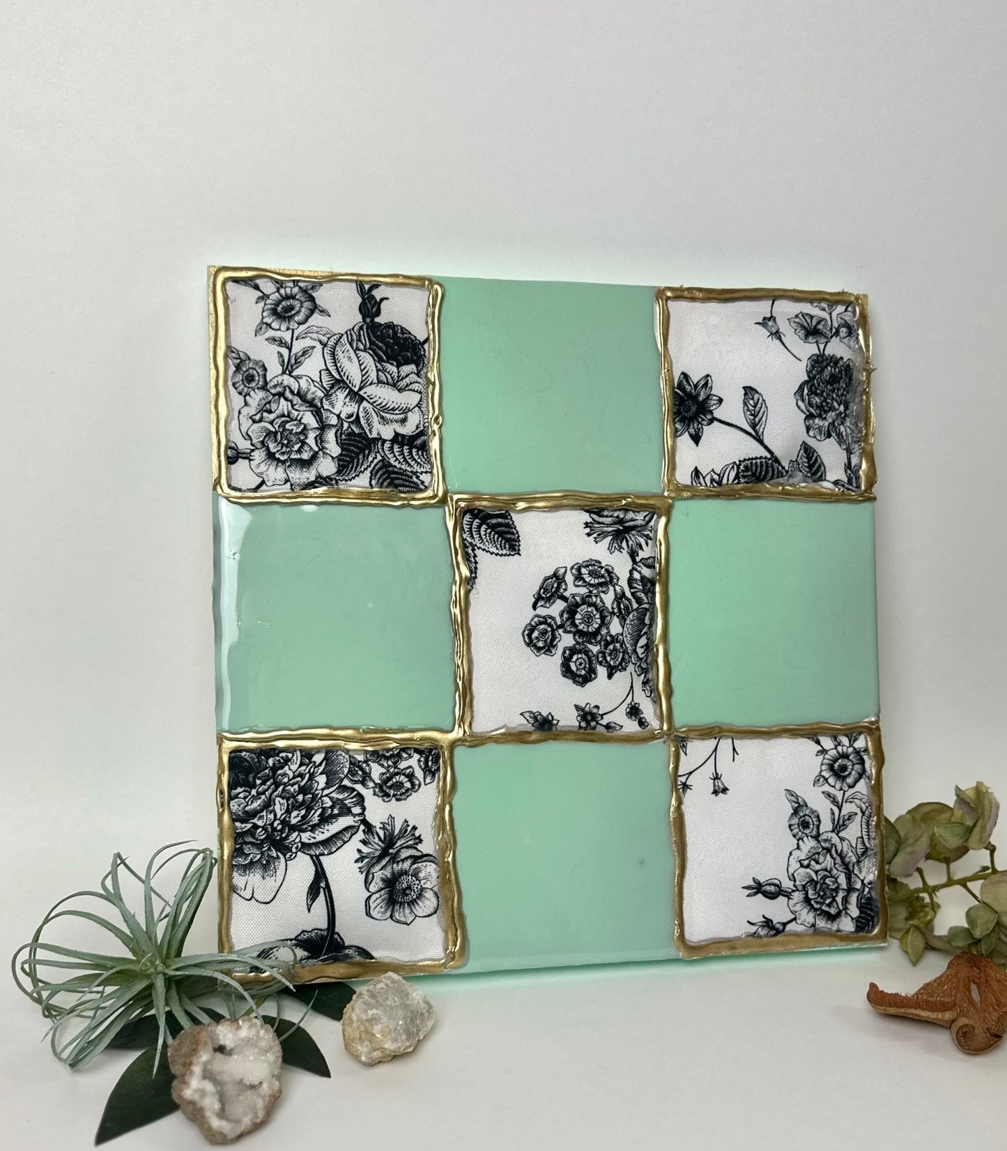 Mint and Floral Fabric - Bragg About It Artistry