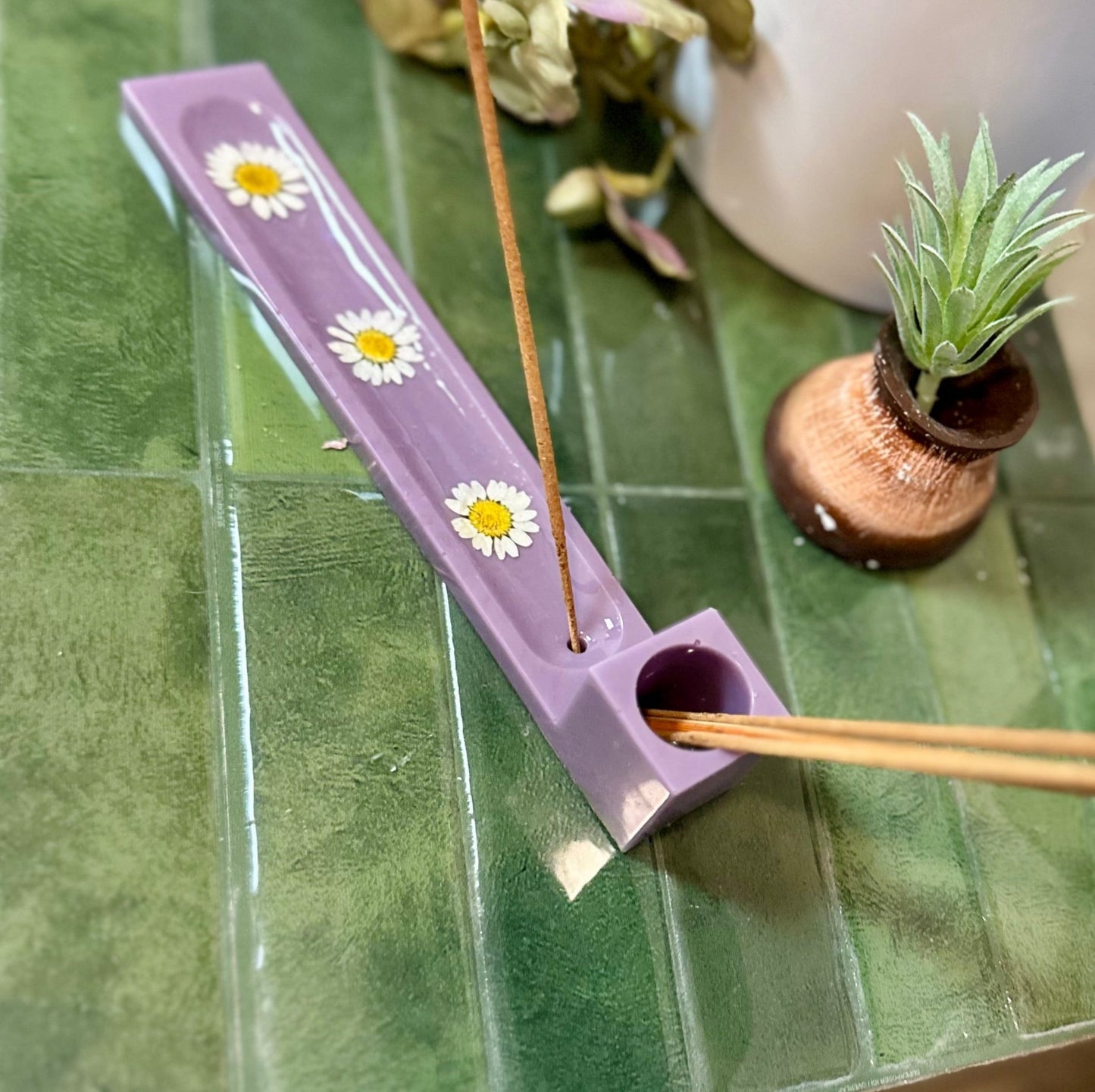 Purple Floral Incense Holder - Bragg About It Artistry