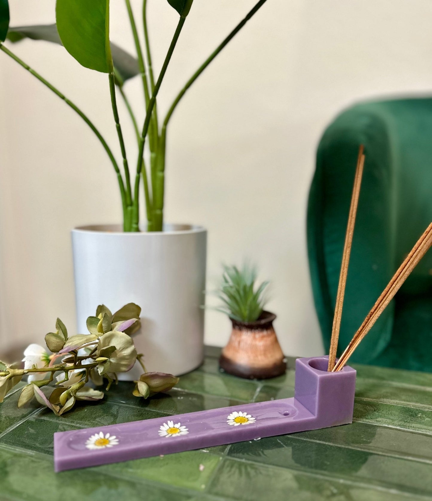 Purple Floral Incense Holder - Bragg About It Artistry